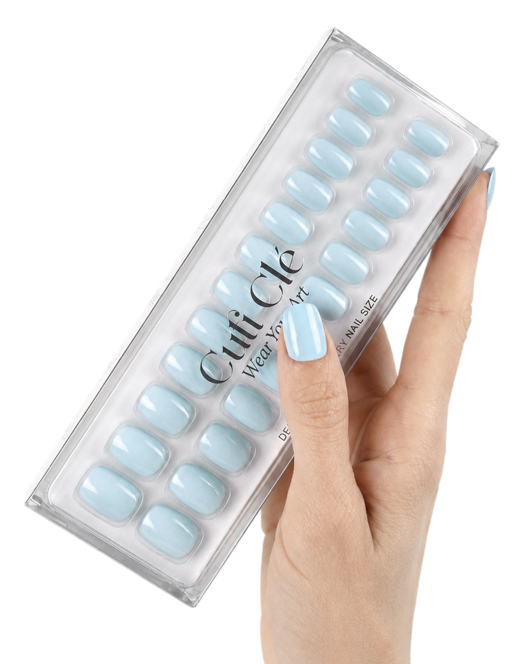 Uñas press-on Baby Blue Cuadrada Corta - vista adicional 4 | Cuti Clé