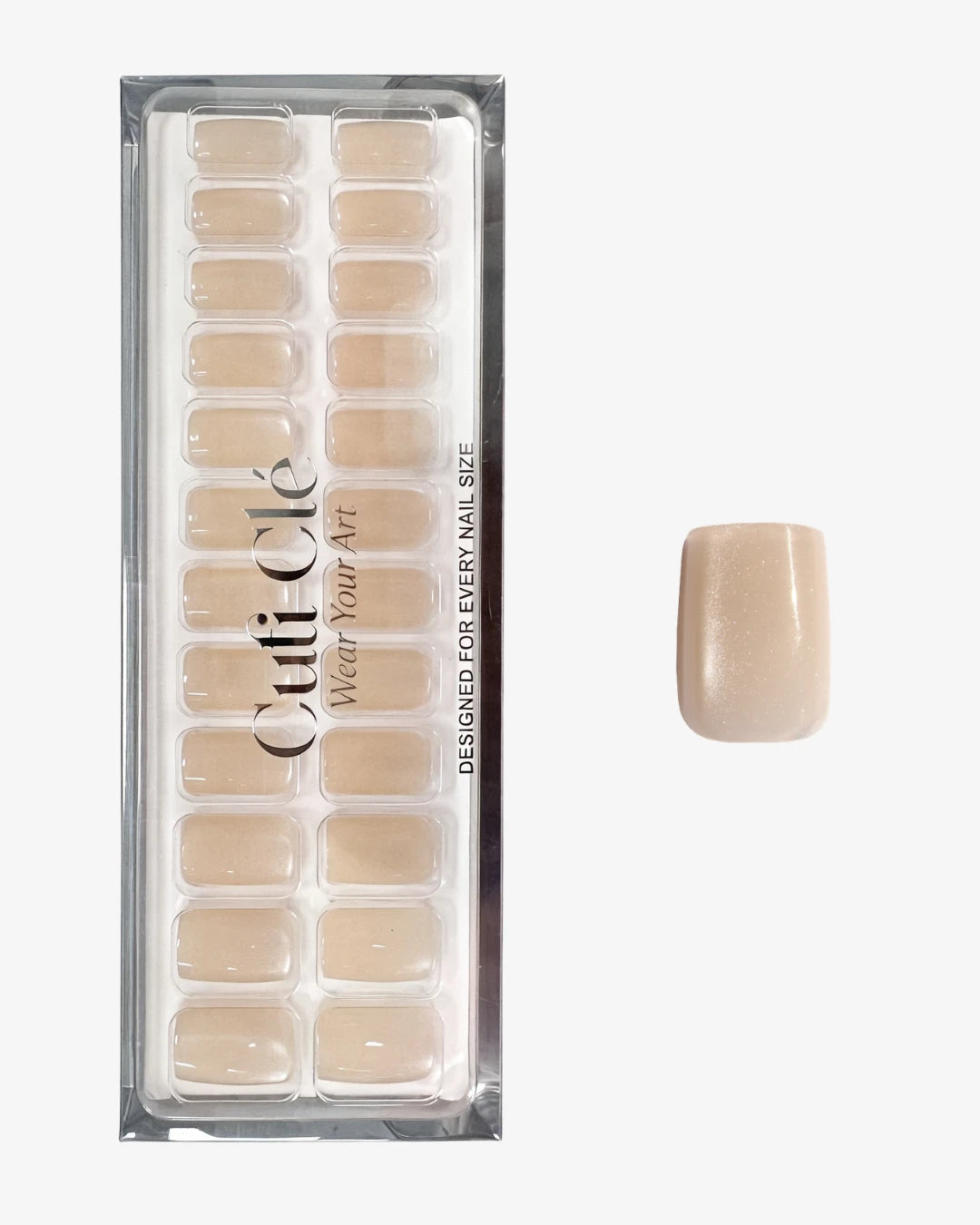 Uñas press-on Champagne Cat Eye Cuadrada Mediana - efecto ojo de gato | Cuti Clé