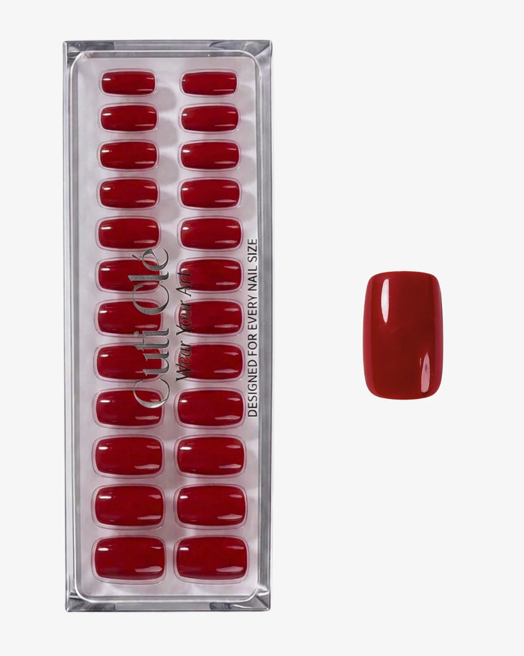 Uñas press-on Classic Red Cuadrada Mediana | Cuti Clé