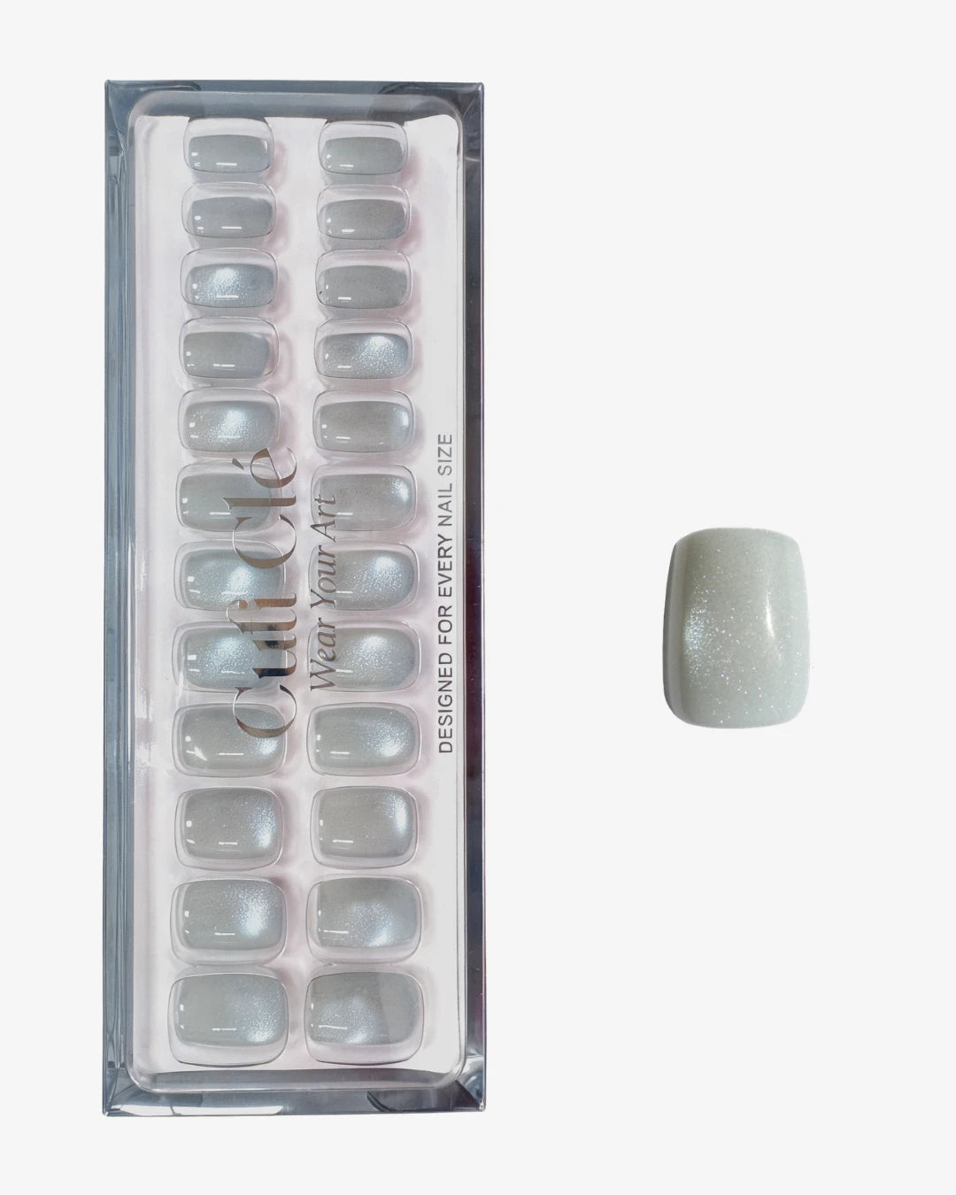 Uñas press-on Blue Hour Cat Eye Cuadrada Corta - efecto ojo de gato | Cuti Clé