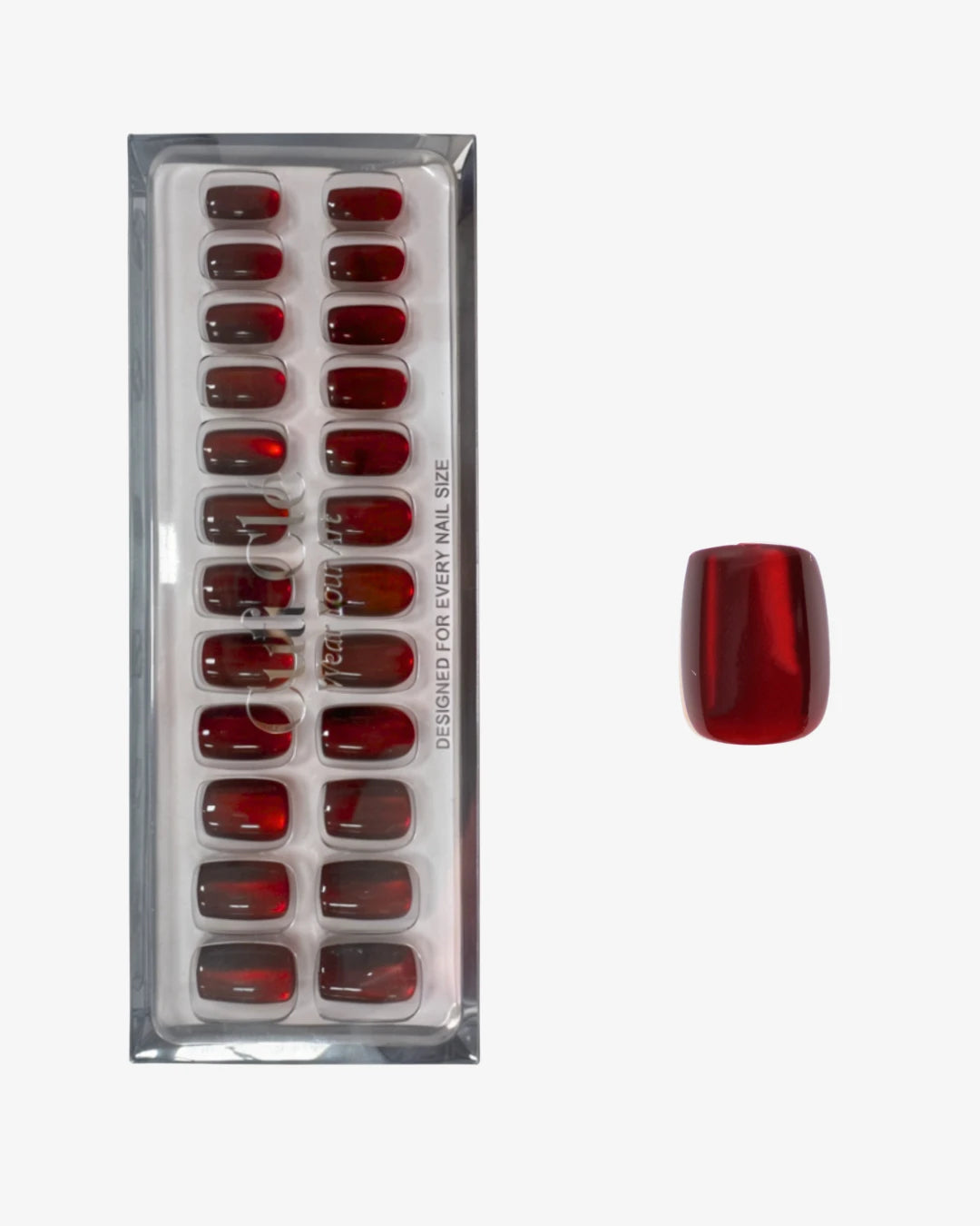 Uñas press-on Redmoon Cat Eye Cuadrada Corta - efecto ojo de gato | Cuti Clé