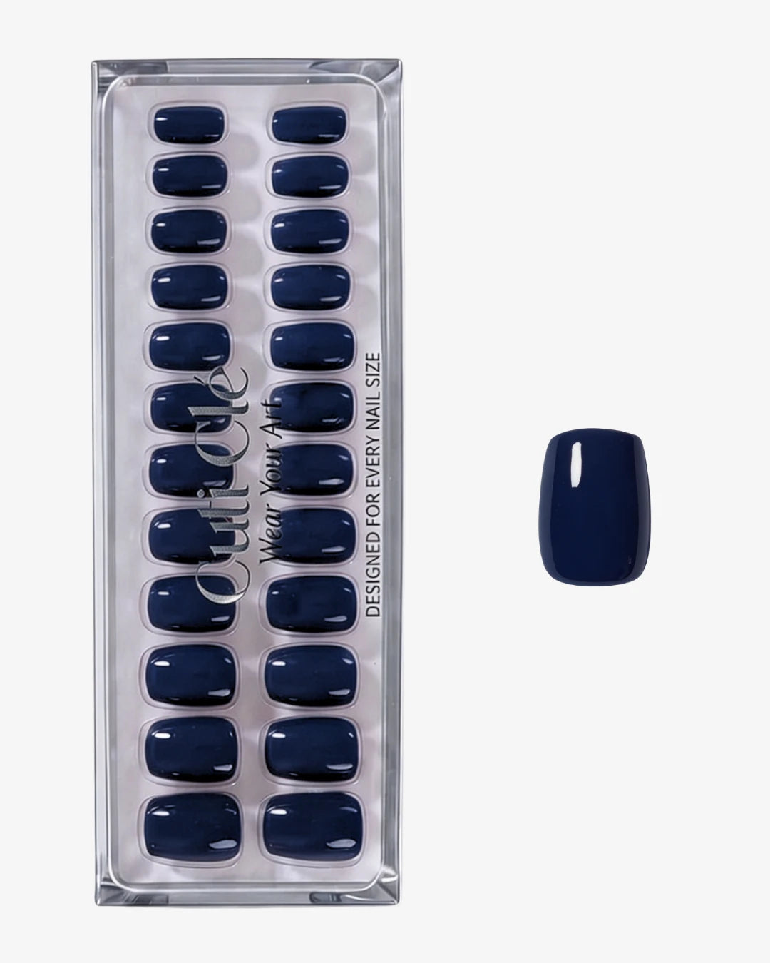 Uñas press-on Neon Navy Cuadrada Corta - efecto ojo de gato | Cuti Clé