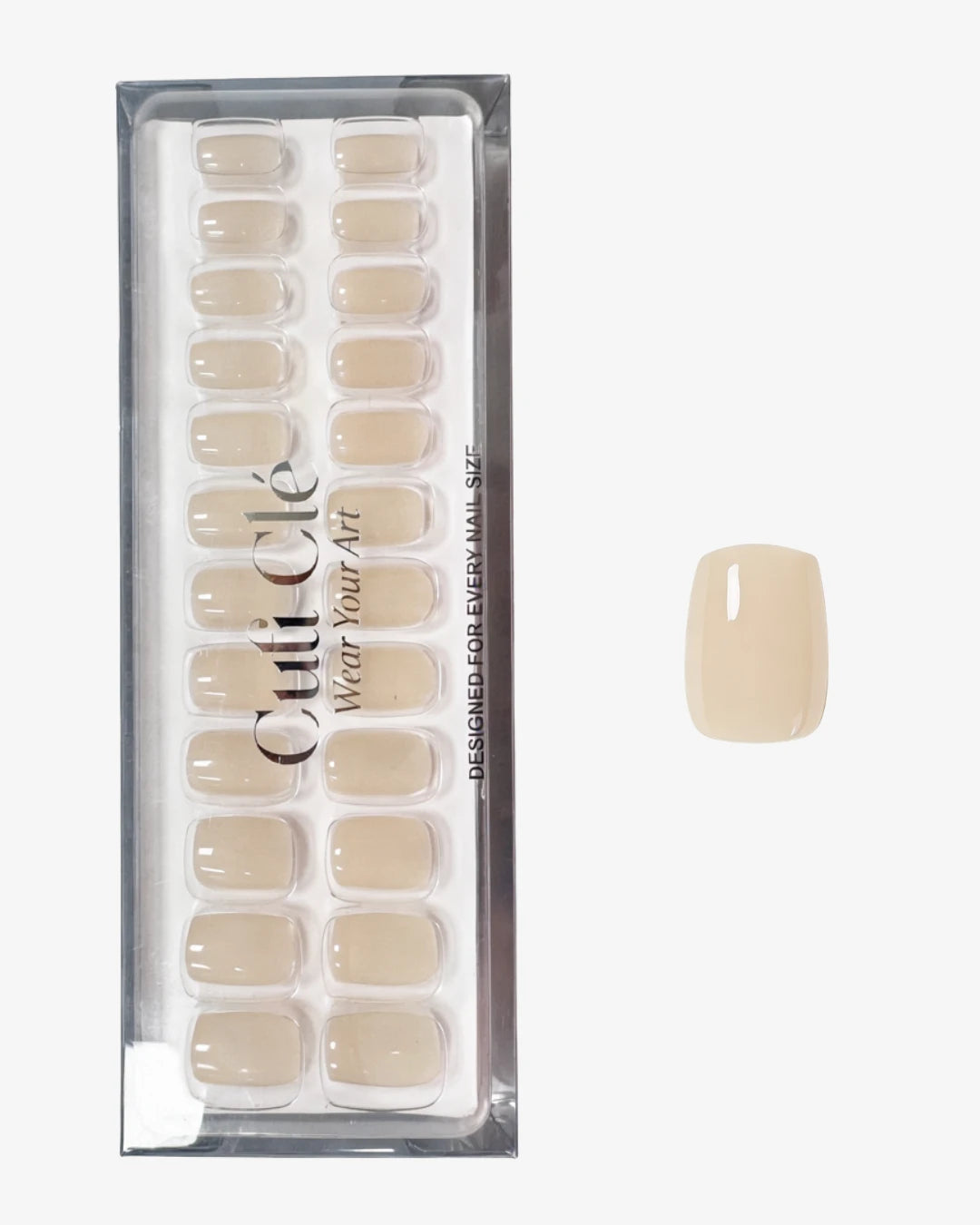 Uñas press-on Nude Veil Cuadrada Corta | Cuti Clé