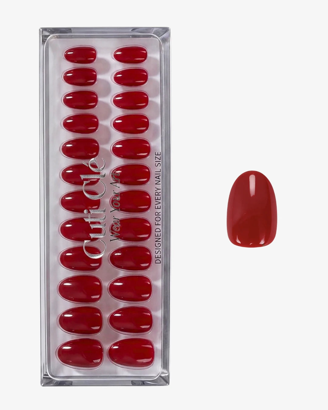 Uñas press-on Classic Red Redonda Corta | Cuti Clé