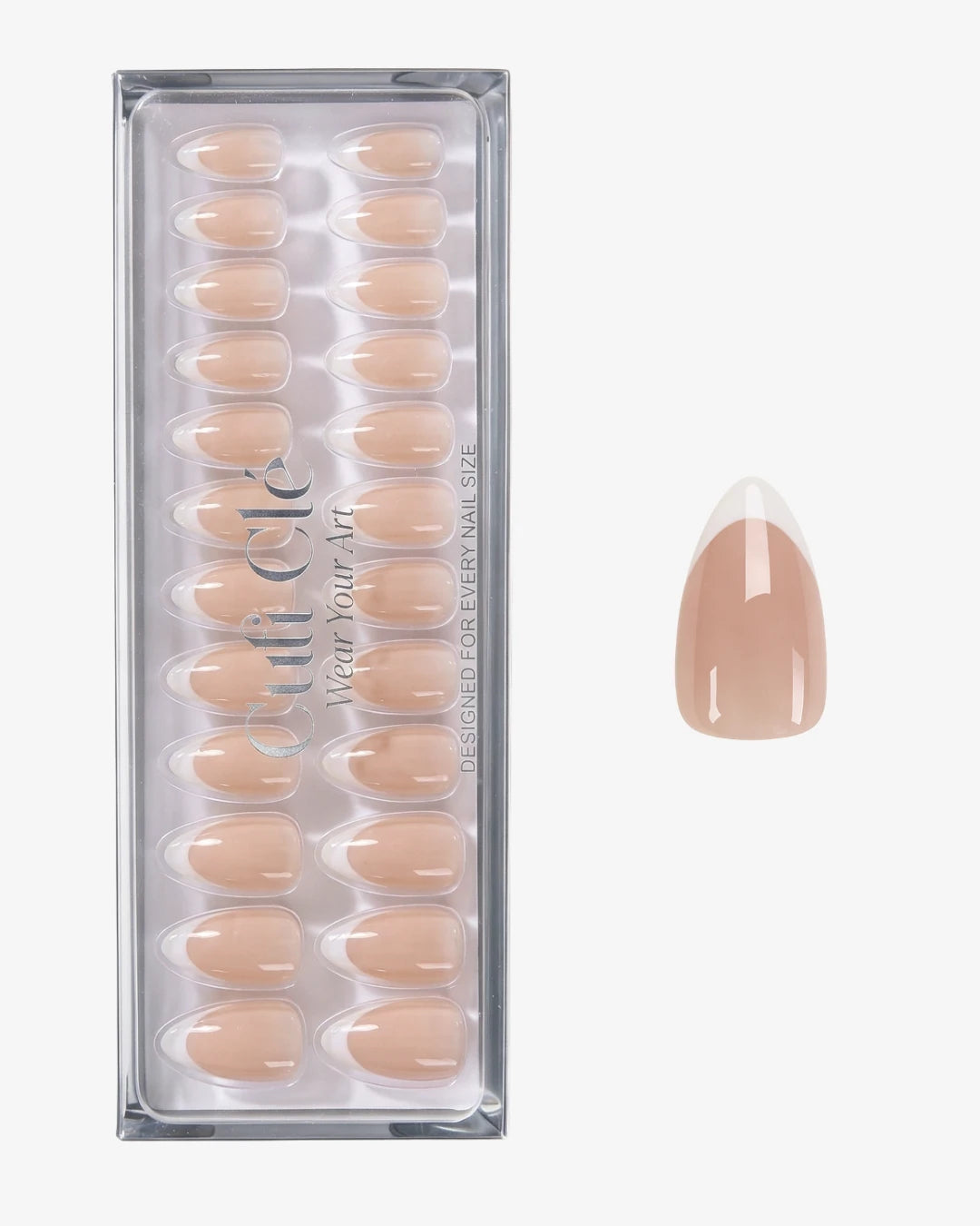 Uñas press-on Classic French Almendrada Corta - estilo manicura francesa | Cuti Clé
