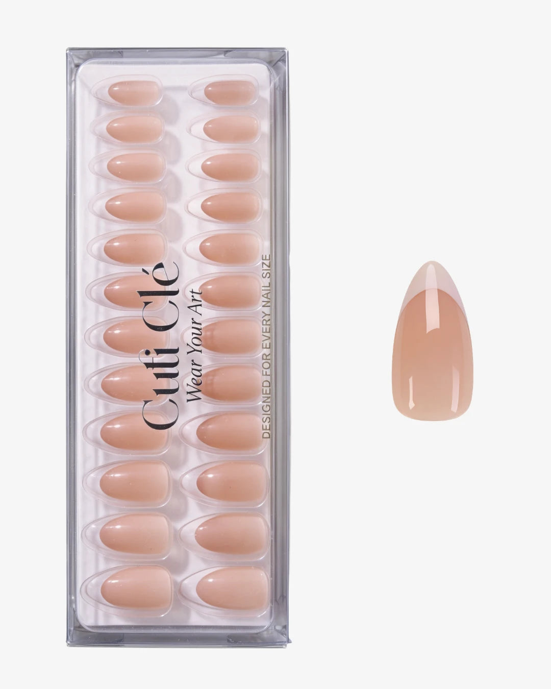 Uñas press-on Classic French Almendrada Mediana - estilo manicura francesa | Cuti Clé
