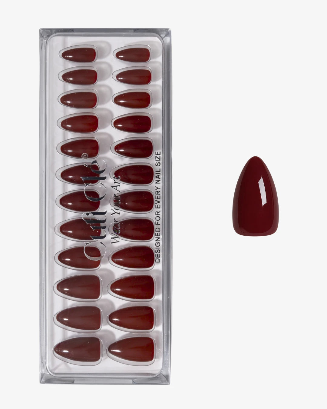 Uñas press-on Cherry Noir Almendrada Corta | Cuti Clé