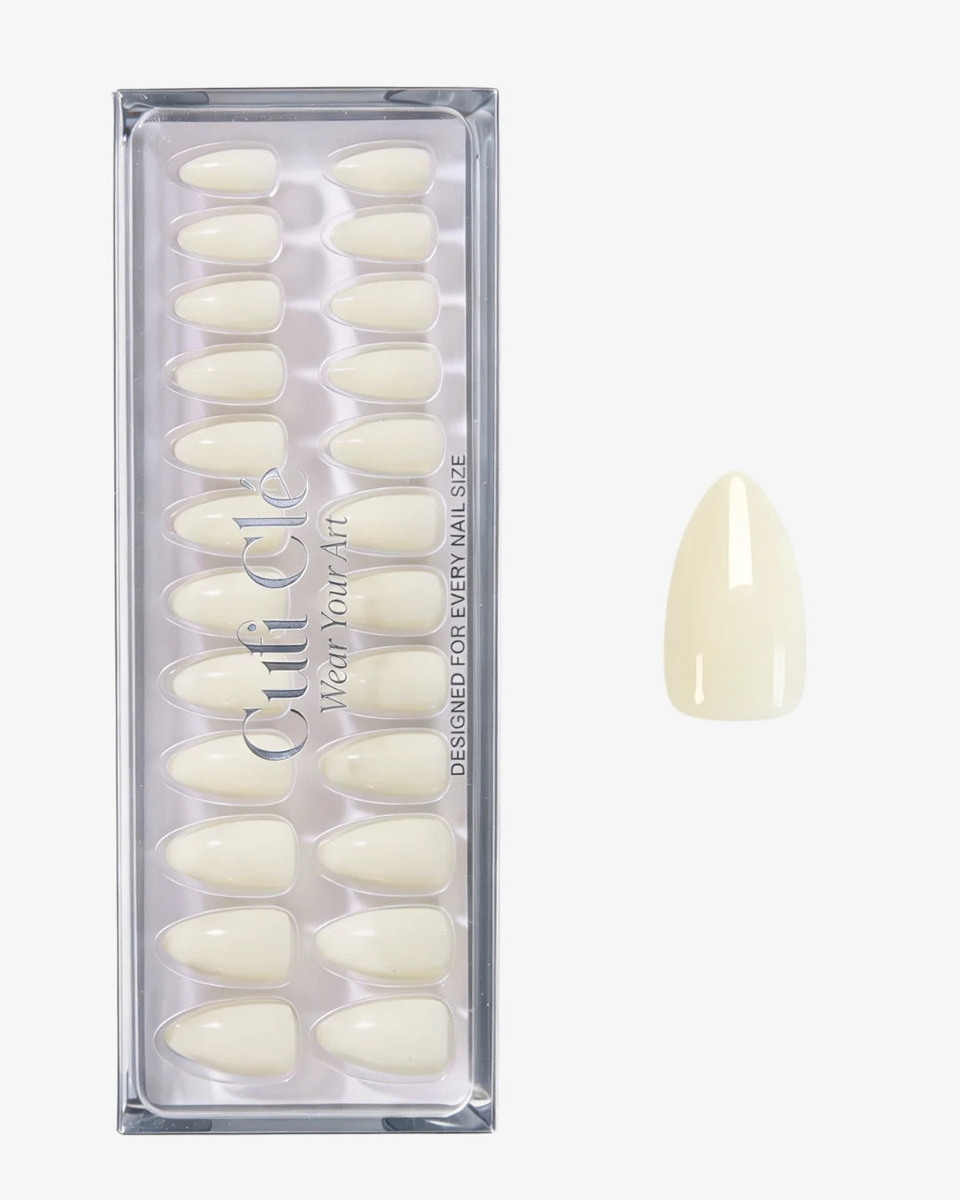 Uñas press-on Milky White Almendrada Corta | Cuti Clé