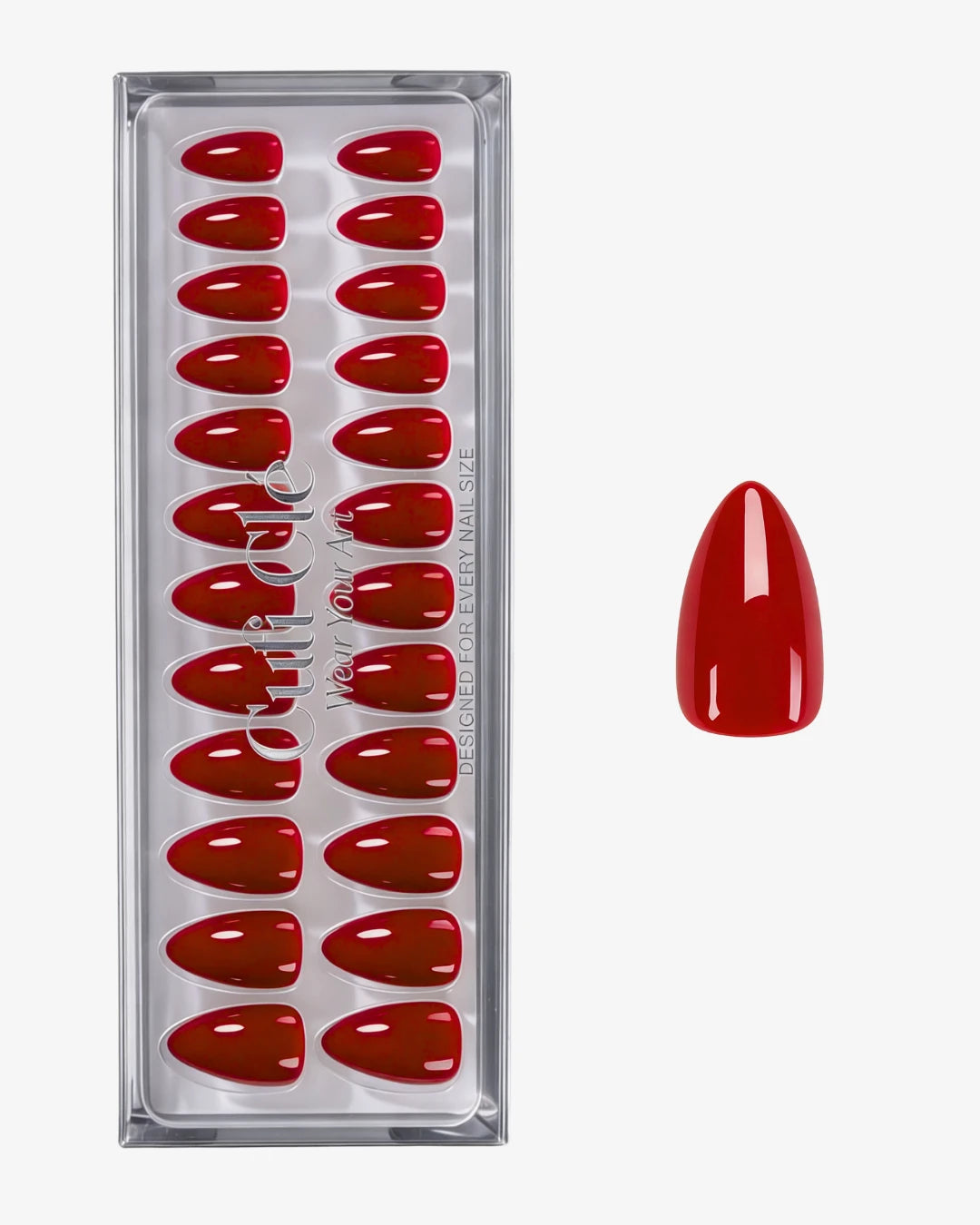 Uñas press-on Scarlet Mood Almendrada Mediana | Cuti Clé