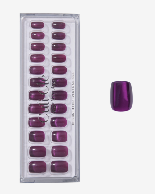 Uñas press-on After Dark Cat Eye Cuadrada Corta | Cuti Clé