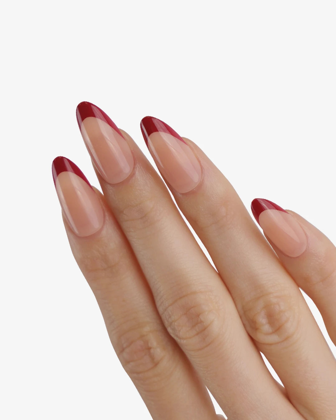 Uñas press-on Wine Red French Almendrada Mediana - vista adicional 1 | Cuti Clé