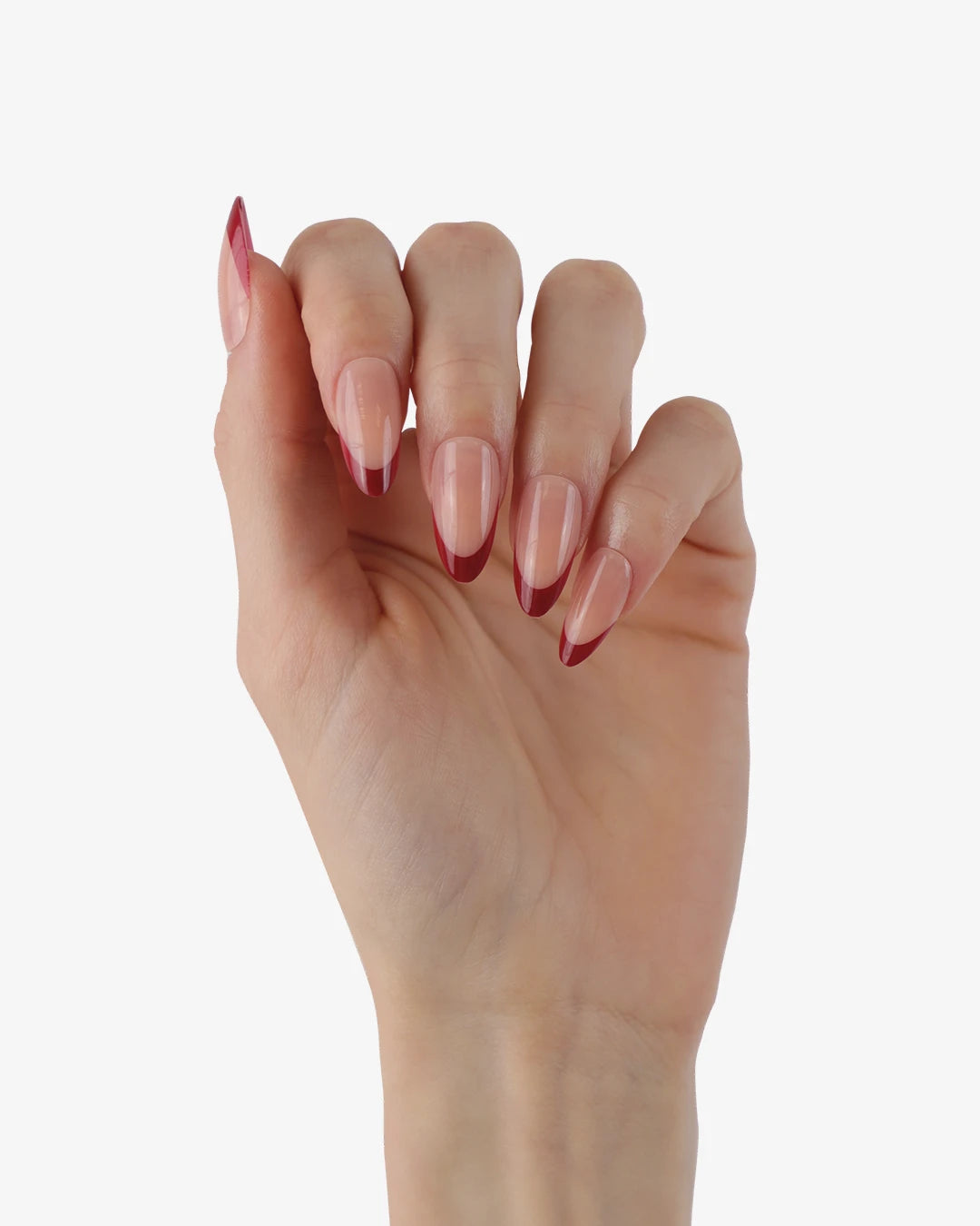 Uñas press-on Wine Red French Almendrada Mediana - vista adicional 2 | Cuti Clé