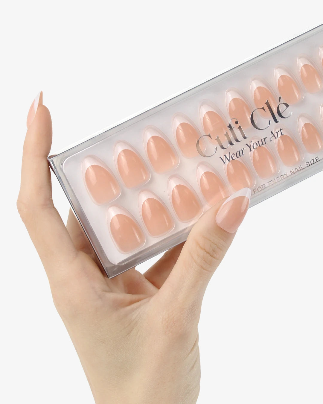 Uñas press-on Classic French Almendrada Corta - vista adicional 4 | Cuti Clé