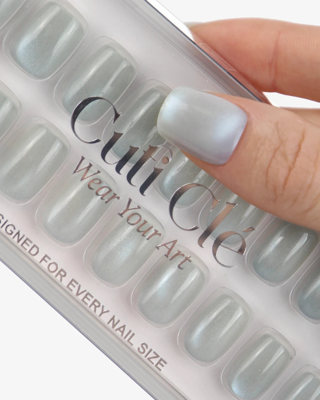 Uñas press-on Blue Hour Cat Eye Cuadrada Corta - vista adicional 3 | Cuti Clé