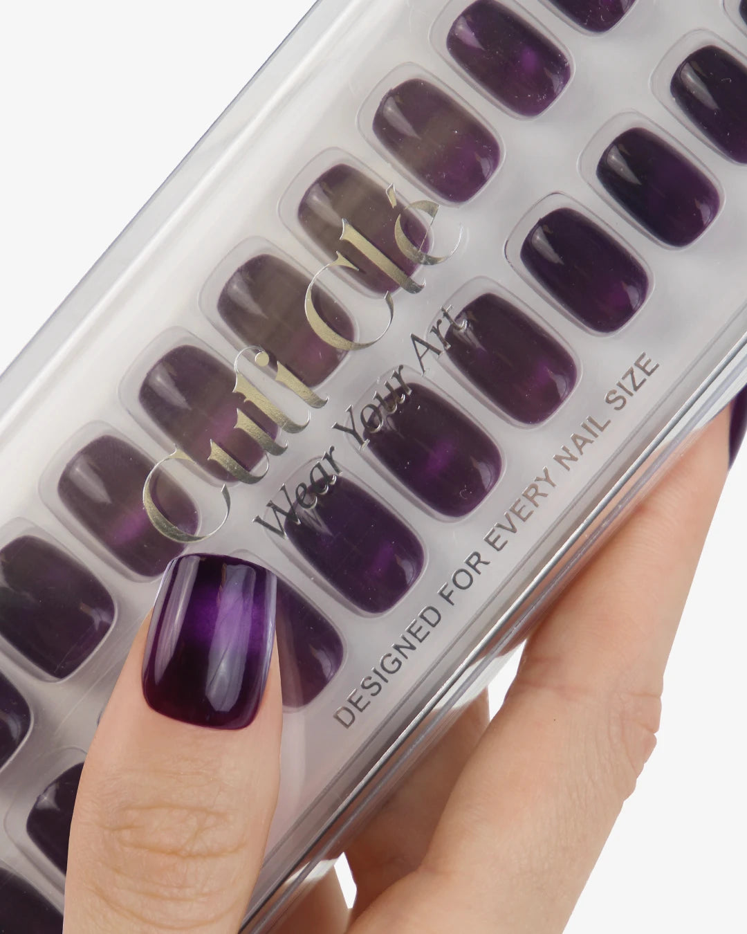 Uñas press-on After Dark Cat Eye Cuadrada Corta - vista adicional 3 | Cuti Clé